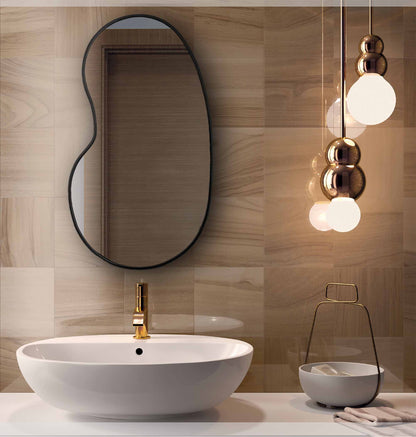 Miroir Kidny en laiton non laqué, miroir noir.