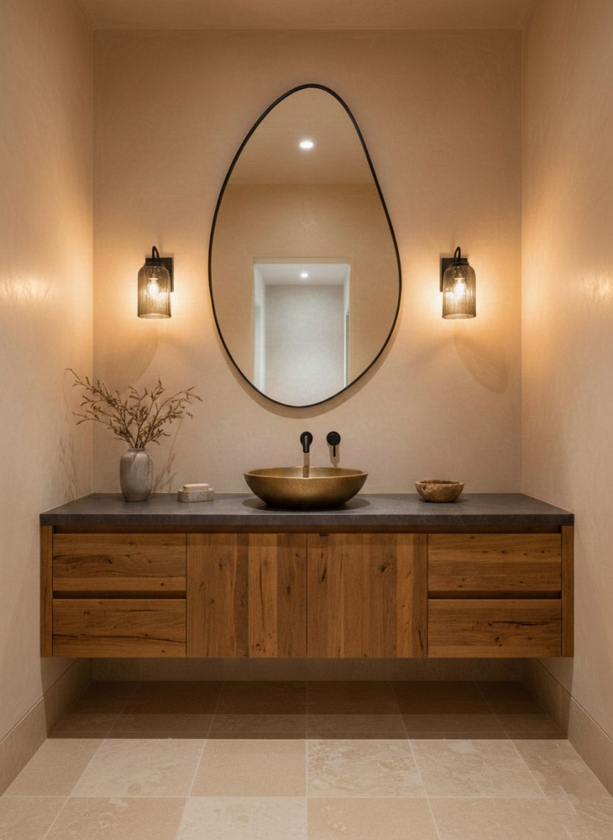 Oval bathroom wall mirror