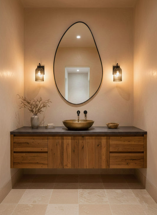 Oval bathroom wall mirror