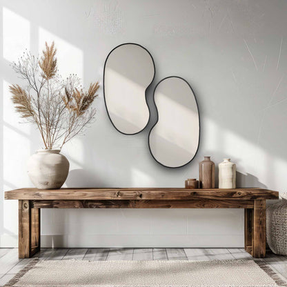 Miroir Kidny en laiton non laqué, miroir noir.