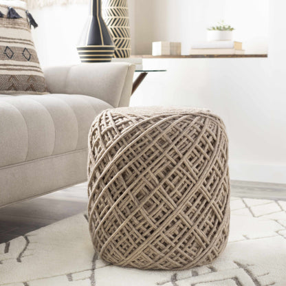Bellingen Gray Handwoven Textured Pouf For Living Rooms And Entryways A Versatile Accent For Cozy Seating And Decor