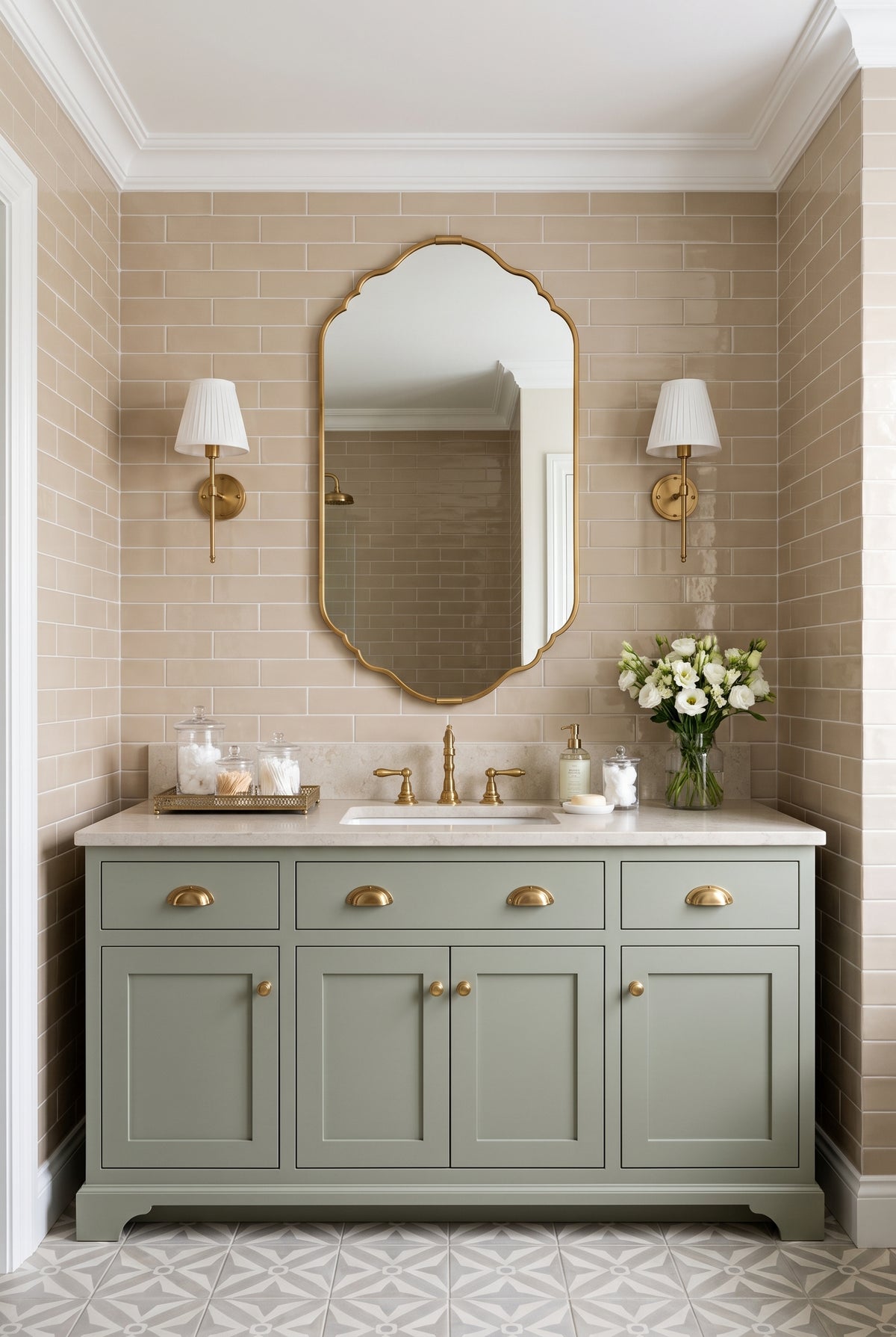 Decorative Wall Mirror with Brass Caps – Elegant Château Mirror