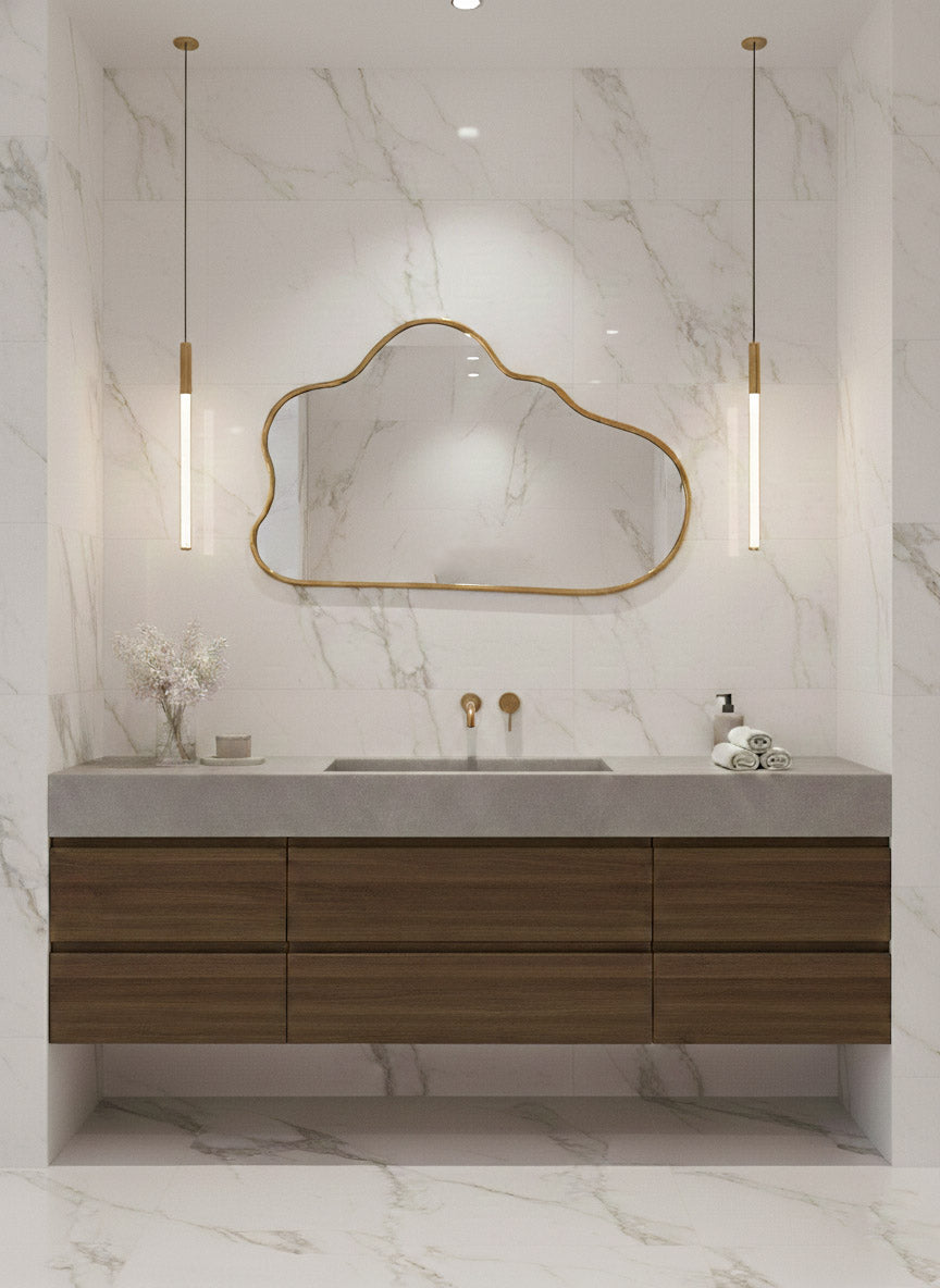 Designer double sink mirror
