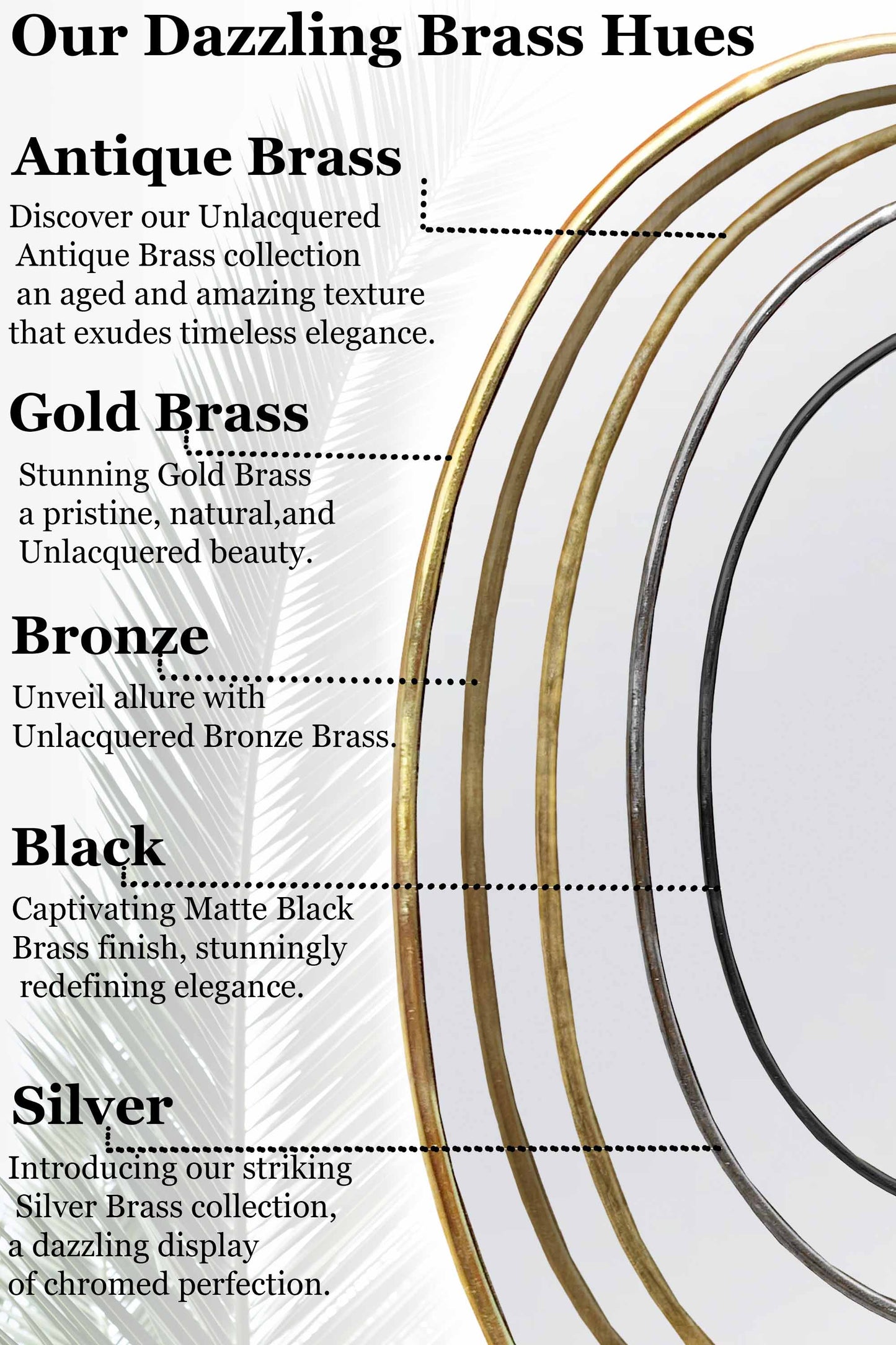 Kidny Unlacquered Brass Mirror , Silver Mirror.