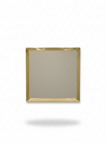 Minimalist gold square wall mirror on white background