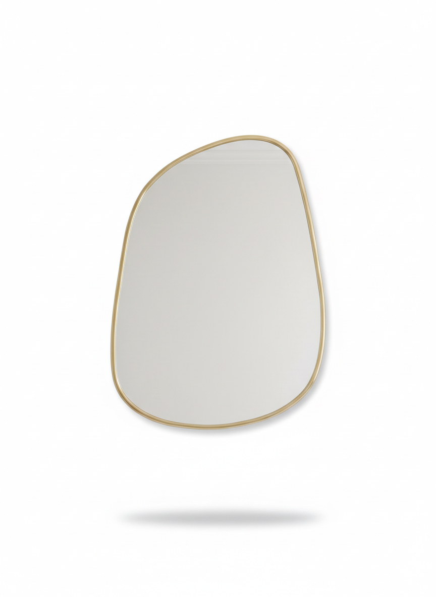 elegent brass wa mirror  on white background 