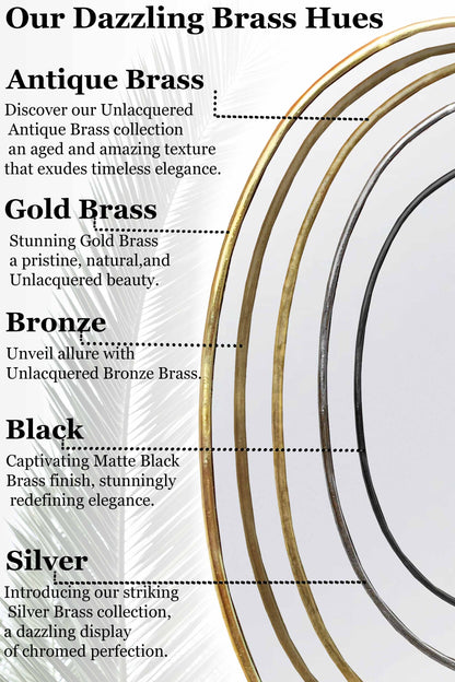 Miroir Kidny en laiton non laqué, miroir noir.