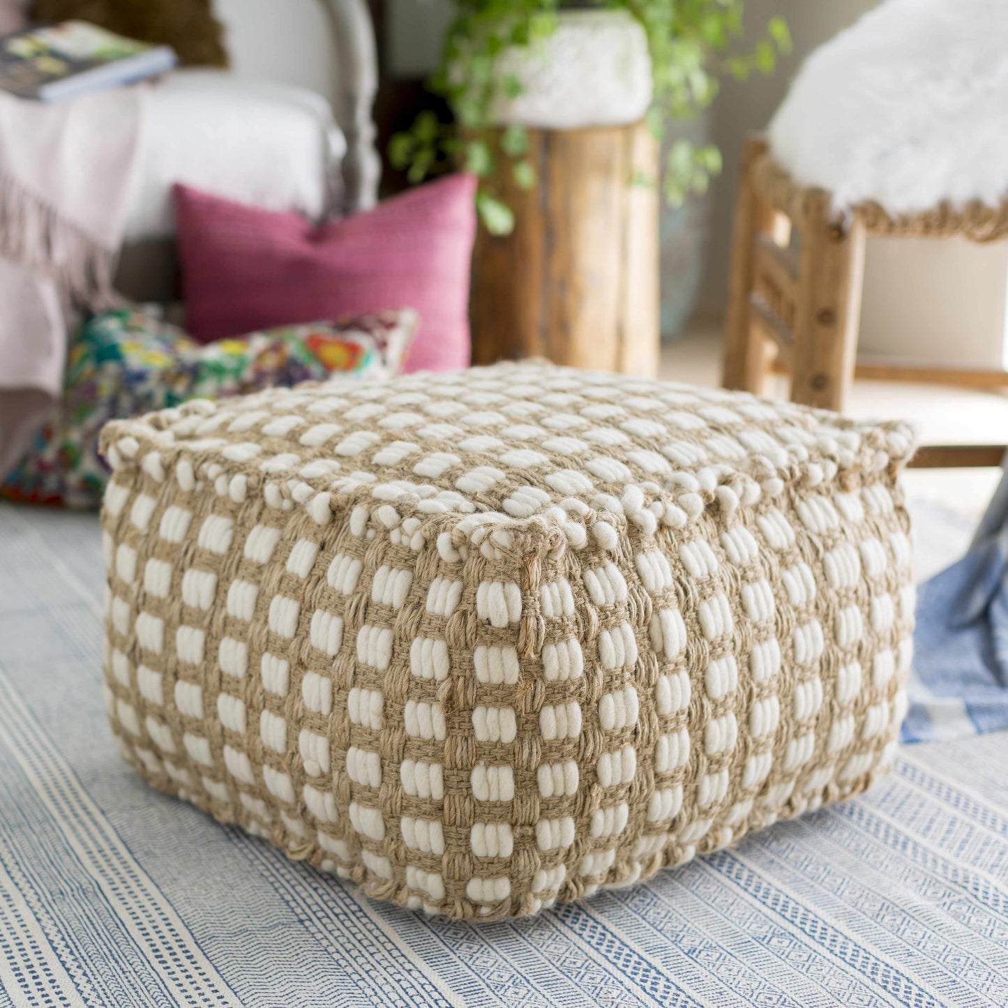 Brookneal Pouf Woven Textured Seating