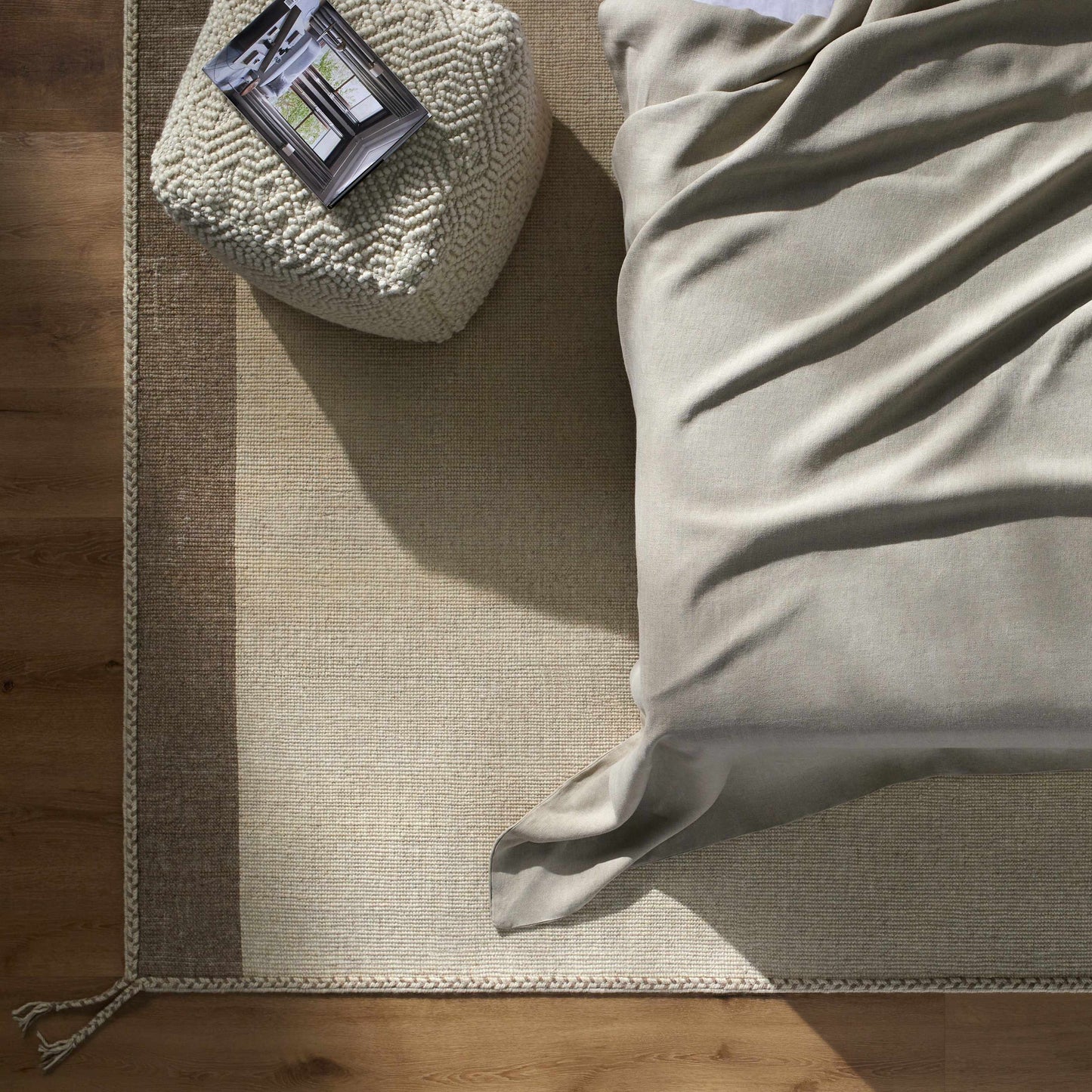 Mesudiye Pouf Cream Handwoven Accent Piece For Living Rooms