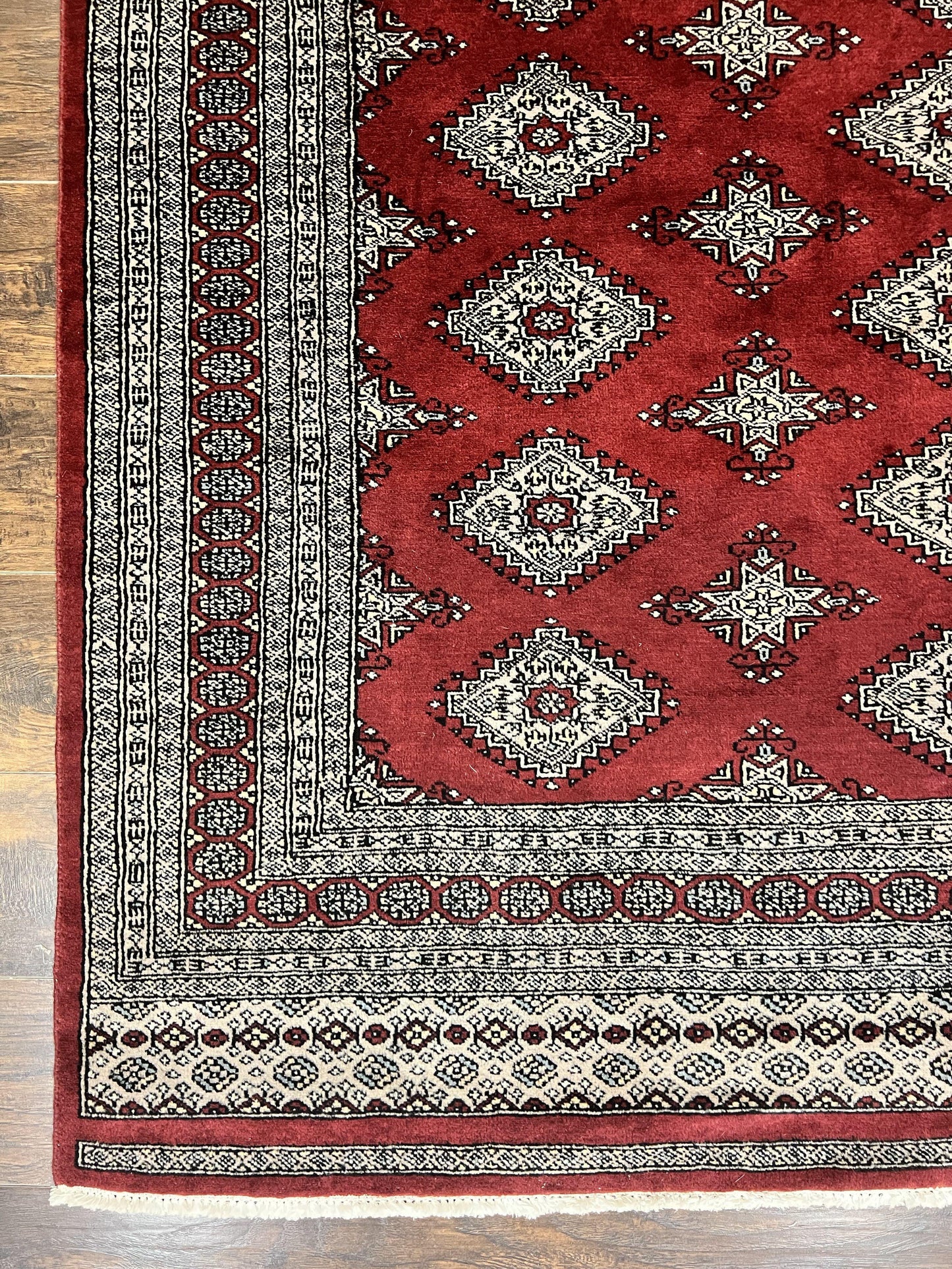 Pakistani Bokhara Rug 6x8 Handmade Wool Turkmen Carpet Vintage Red