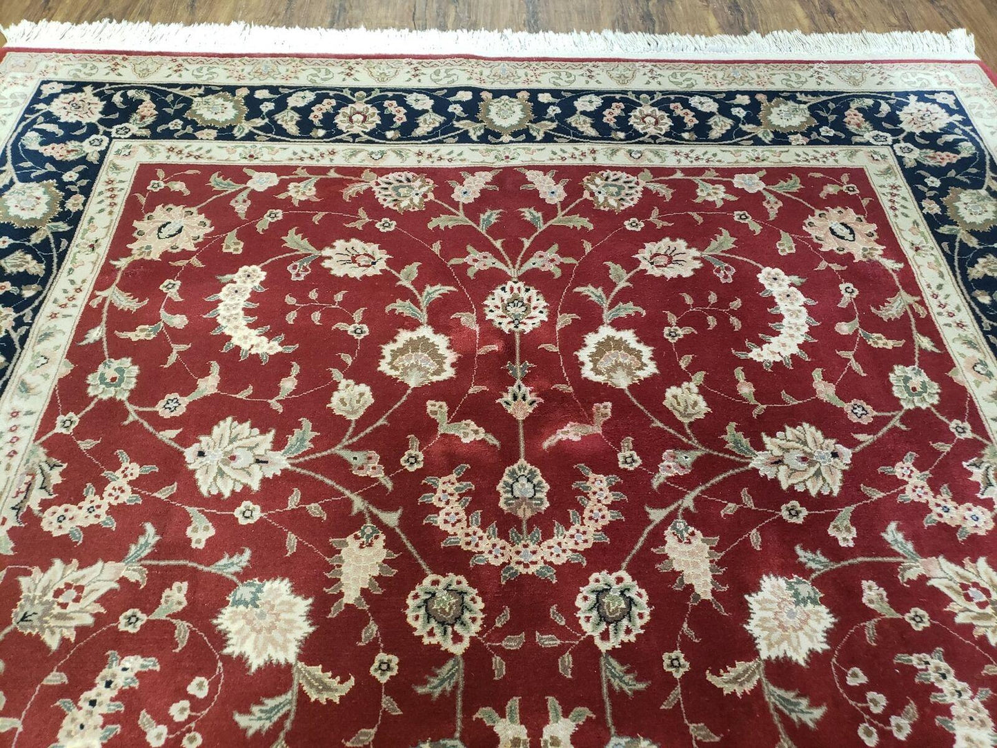 Vintage Oriental Floral Handmade Wool Rug 6x9 Red Vegetable Dyes