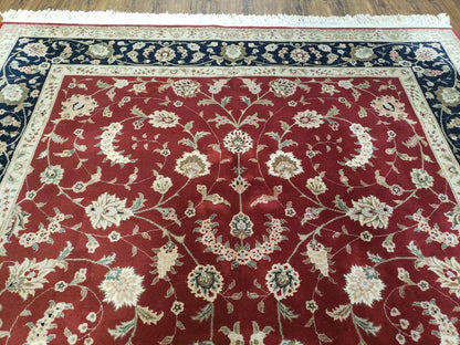 Vintage Oriental Floral Handmade Wool Rug 6x9 Red Vegetable Dyes