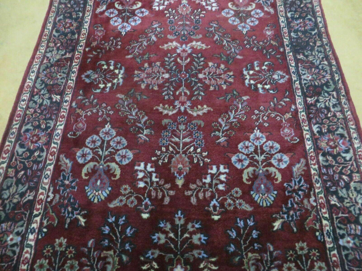 Jaipur Floral Oriental Wool Rug Vintage Handmade Indian 4 By 6 Rug