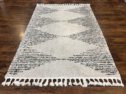 Shag Rug 5x8 Modern Moroccan Style Area Rug Off White And Black