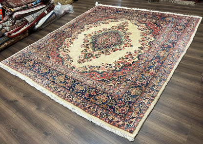 Persian Rug Hand Knotted Wool Hamadan 9x10 Antique Oriental Carpet