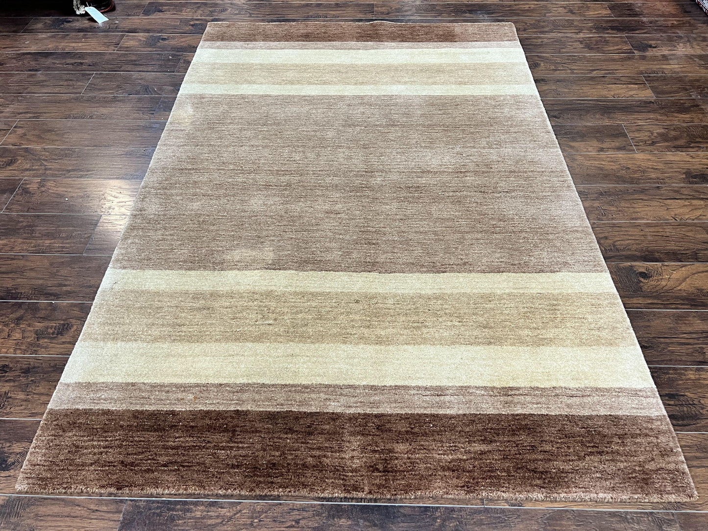 Indo Gabbeh Rug Hand Knotted Wool Area Rug 5x8 Contemporary Design