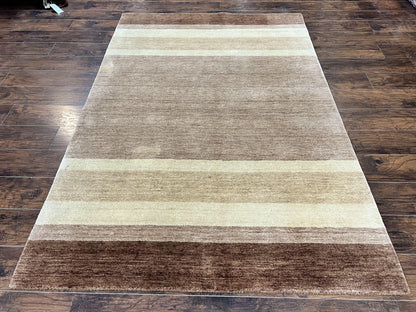Indo Gabbeh Rug Hand Knotted Wool Area Rug 5x8 Contemporary Design