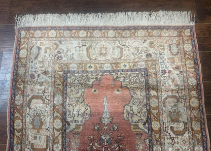 Silk Indian Kayseri Rug 4x6, Haji Jalili Design, Vintage Rug