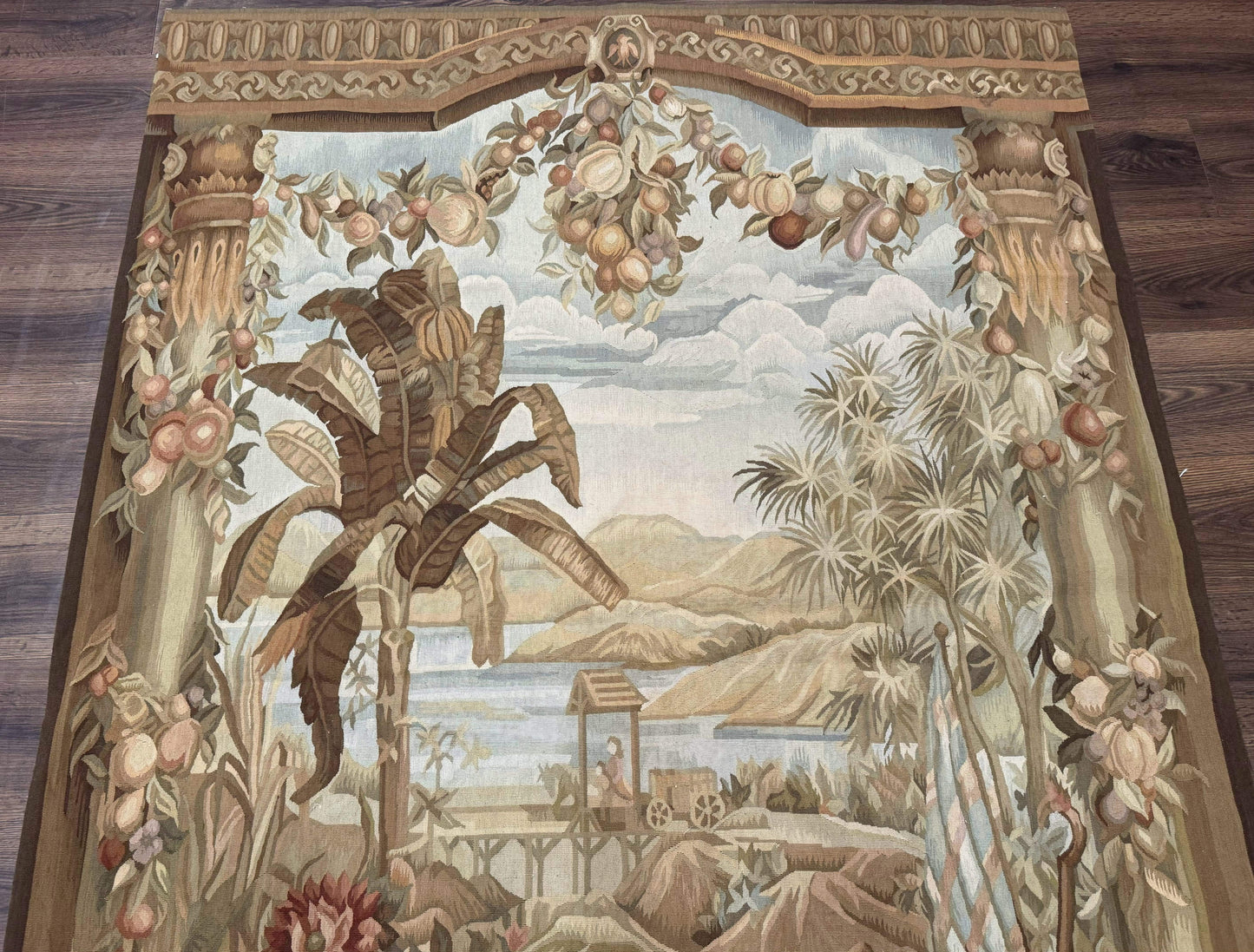 Aubusson Tapestry Wool French Handmade Vintage Wall Hanging 5x7