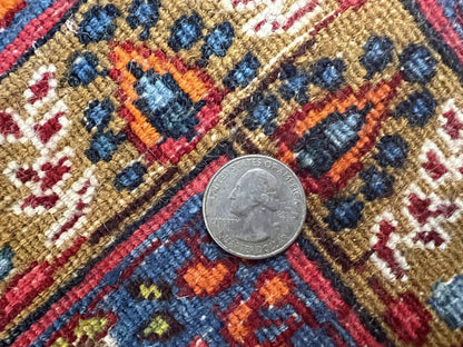 Persian Rug 4x6 Hand Knotted Ivory Mashad Kashmar Boteh Paisley Design