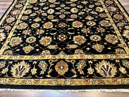 Indo Persian Mahal Rug 8x10 Hand Knotted Wool Oriental Carpet Black and Gold