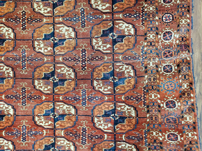 Yamud Rug Turkoman Hand Knotted Wool Area Rug Vintage Fine Weave