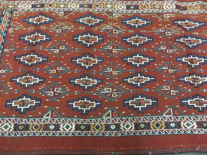 Antique Bokhara Turkoman Soumak Wool Rug 45x32 Handmade Yomud Chuval