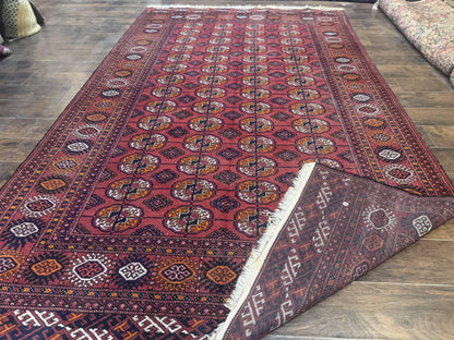 Antique Persian Turkoman Bokhara Rug 7x11, Tribal Rug, Red