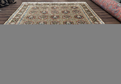 Sino Persian Wool Rug 8x10 Hand Knotted Panel Design Cedar Trees Brown Multicolor