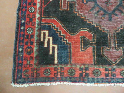 Antique Wool Rug Hand Made From India Geometric Oriental Tribal Red 603 4 By 8 Feet