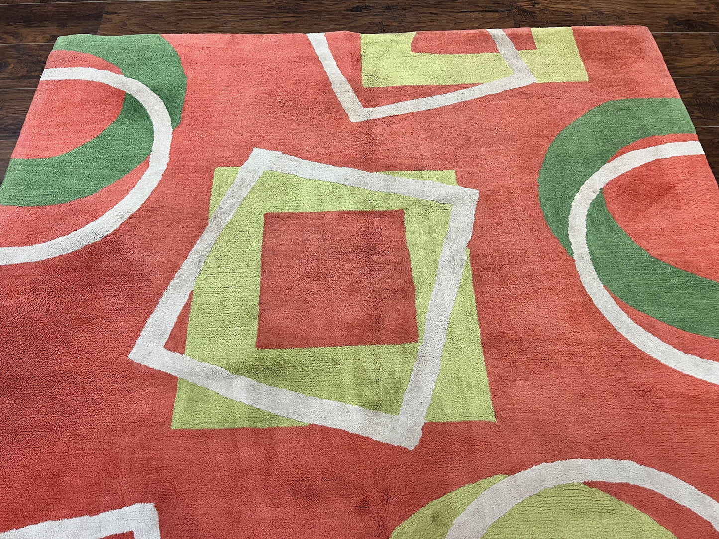 Abstract Rug 6x9 Modern Contemporary Area Rug Red Orange Green