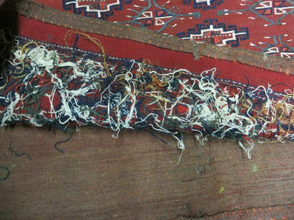 Antique Bokhara Turkoman Soumak Wool Rug 45x32 Handmade Yomud Chuval