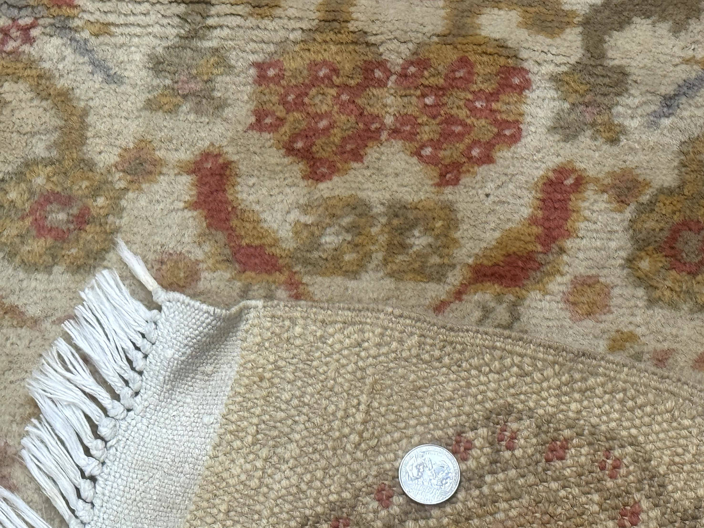Large Spanish Portuguese Rug 9x15, Beige, Vintage, Allover Pattern, Wool