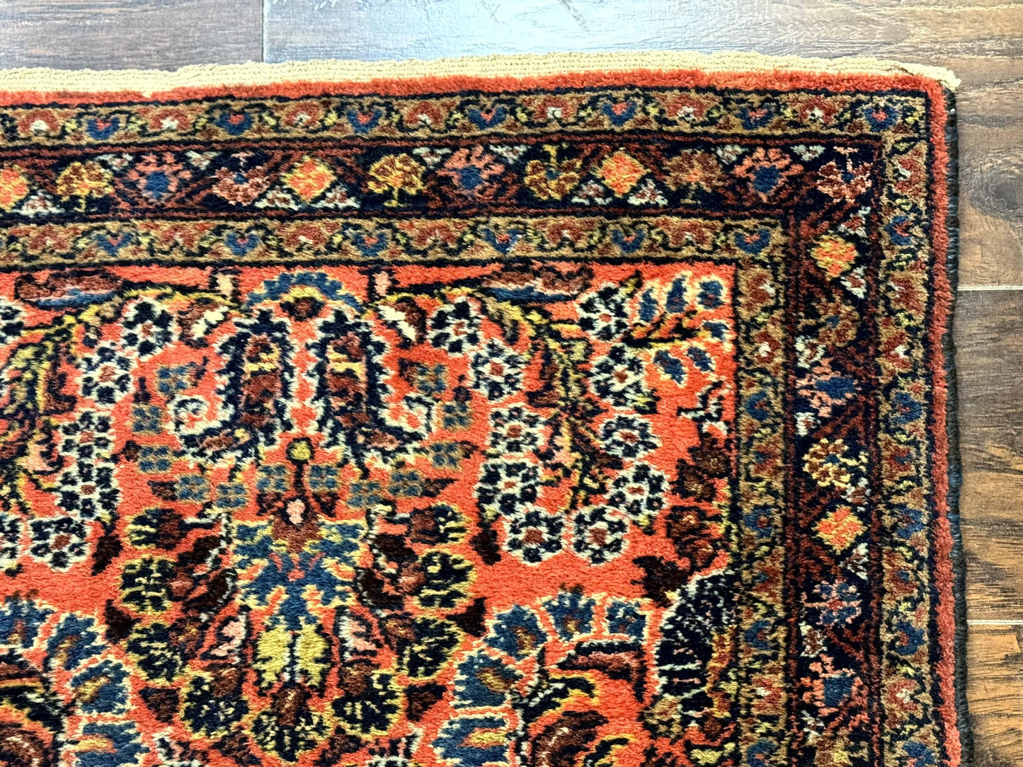 Antique Persian Lilihan Rug 2x4 Red Floral Wool Handmade Carpet