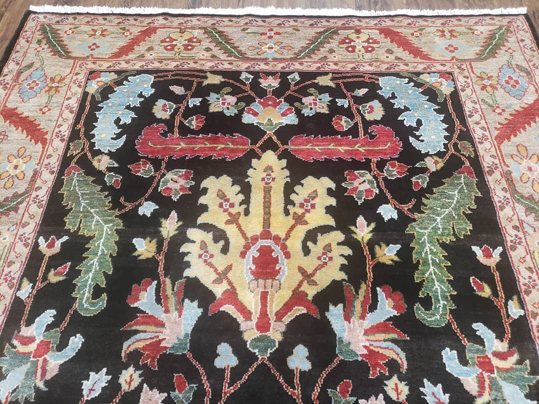 Peshawar Rug 6x9 Hand Knotted Wool Area Rug Black And Silver Oriental Carpet Handmade