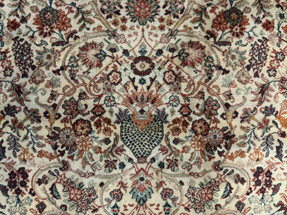 Antique Persian Rug 5x7 Allover Floral With Vases Beige Red Belgian Power Loomed Wool