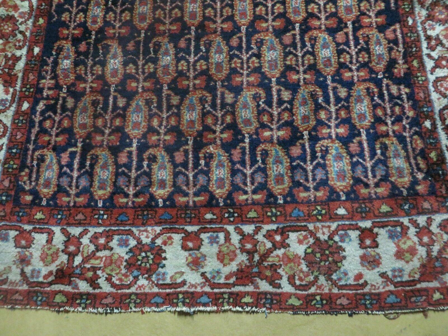 Antique Turkish Sivas Wool Rug Handwoven 4x6 Vegetable Dye Blue