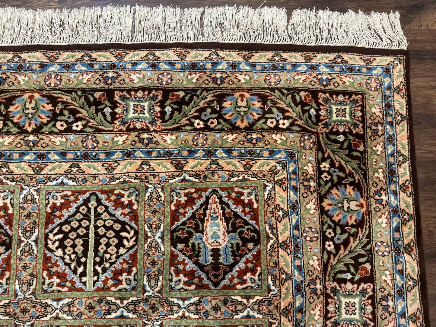Sino Persian Wool Rug 8x10 Hand Knotted Panel Design Cedar Trees Brown Multicolor