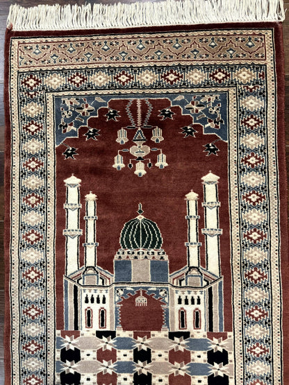 Small Pakistani Bokhara Prayer Rug 2.7 x 4