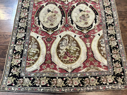 Antique Caucasian Karabakh Rug 5x10 Hand Knotted Wool Area Rug