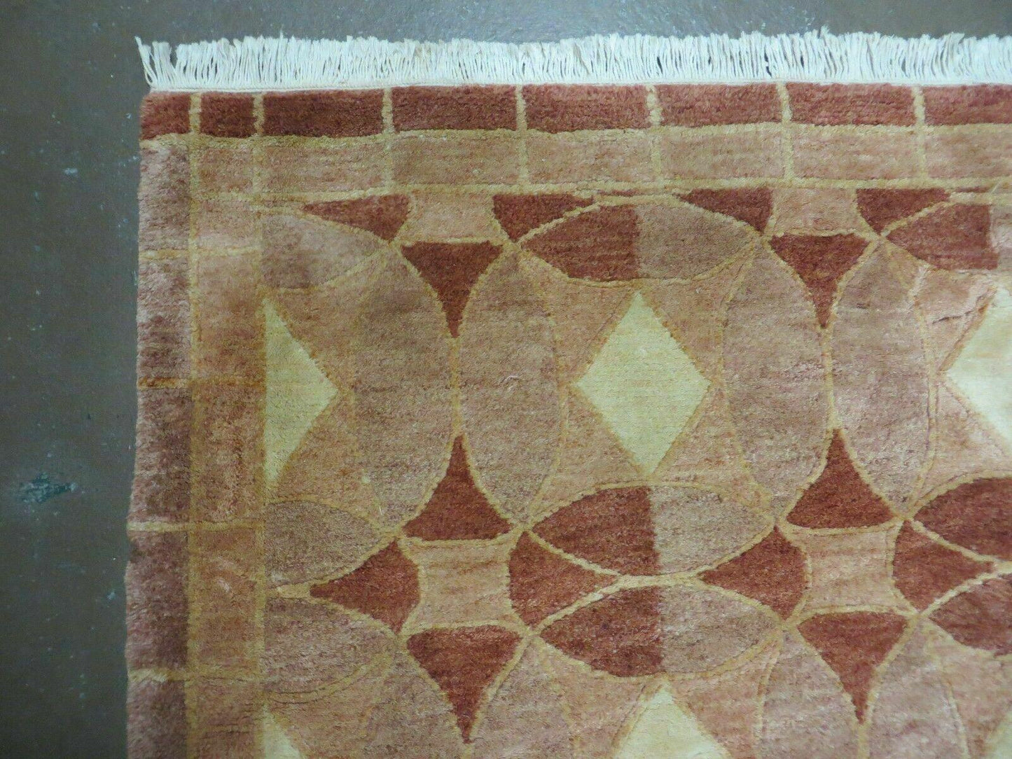 Hand Knotted Wool Rug Tibetan Nepal Art Deco Chinese Vintage 5x7 Decor