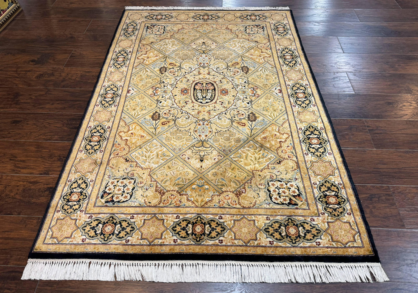 Pak Persian Rug 4x6 Hand Knotted Wool Panel Design Vintage Handmade Area Rug