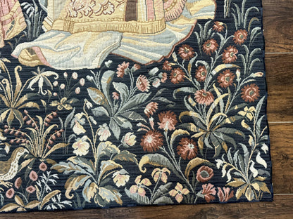 Belgian Tapestry Vintage 4x5 The Concert Musicians Green Loomed Cotton Wool