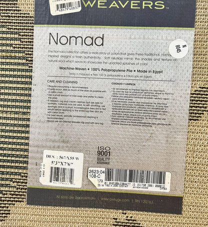 Panel Design Rug 5 x 7.6, Ivory/Beige & Multicolor