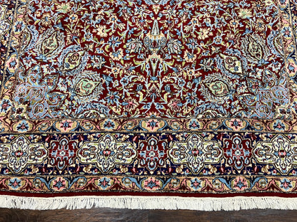 Persian Rug 7x10 Hand Knotted Wool Floral Medallion Kirman Semi Antique Vintage