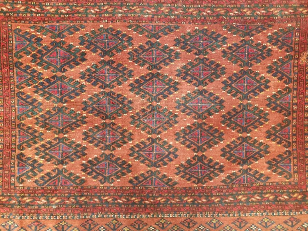Antique Turkoman Rug Hand Knotted Wool 3ft 4in By 5ft Red Tribal Carpet