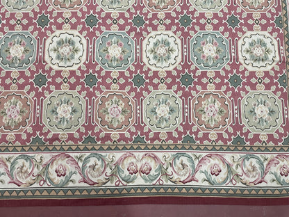 Square Aubusson Rug 9x9, Panel Design, European French English Carpet, Wool