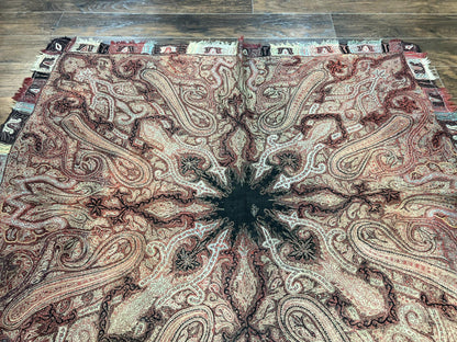 Antique Kashmiri Shawl Handwoven Wool Needlework Signed By Masterweaver Rare