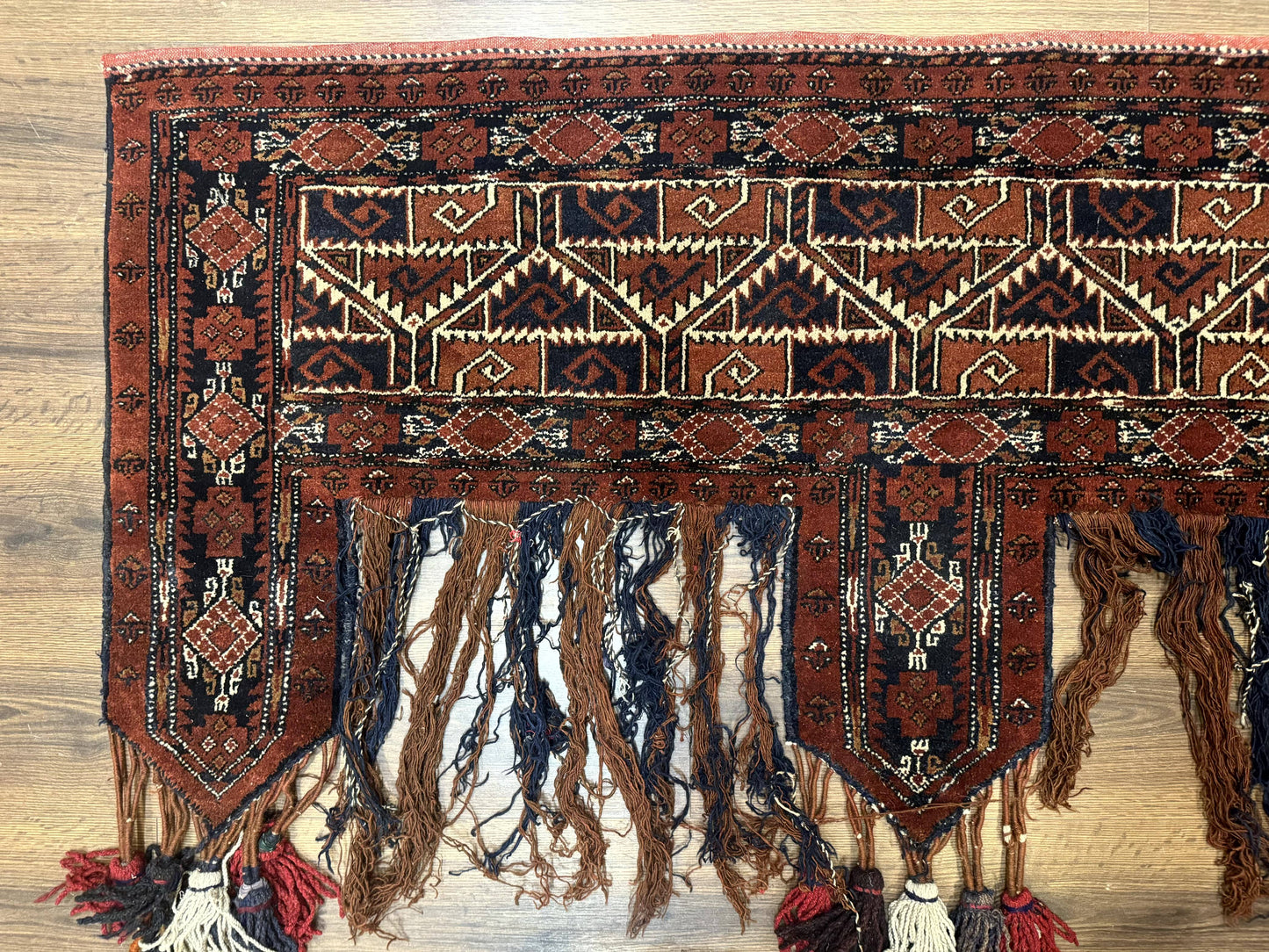 Antique Afghan Beshir Tent Header Rug Hand Knotted Wool Tribal Collectible