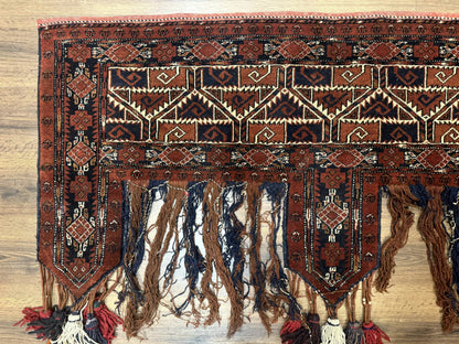 Antique Afghan Beshir Tent Header Rug Hand Knotted Wool Tribal Collectible